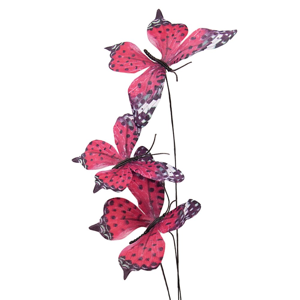 Decoratie Tak Vlinder 10x10x65 cm Roze Textiel