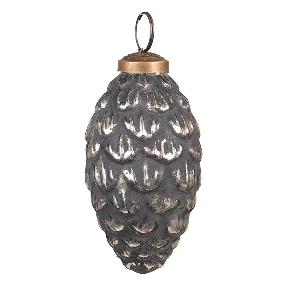 Kerstbal Ø 6 cm Zwart Zilverkleurig Glas Kerstdecoratie