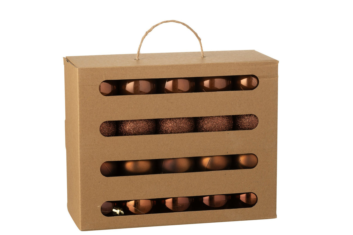 J-Line kerstbal Barok - kunststof - bruin - doos van 40