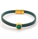 Leren armband met ronde emaille schuifregelaar