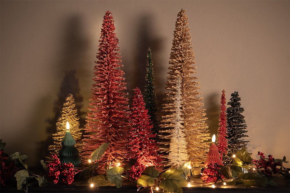 Kerstdecoratie Beeld Kerstboom Ø 6x30 cm Beige Hout
