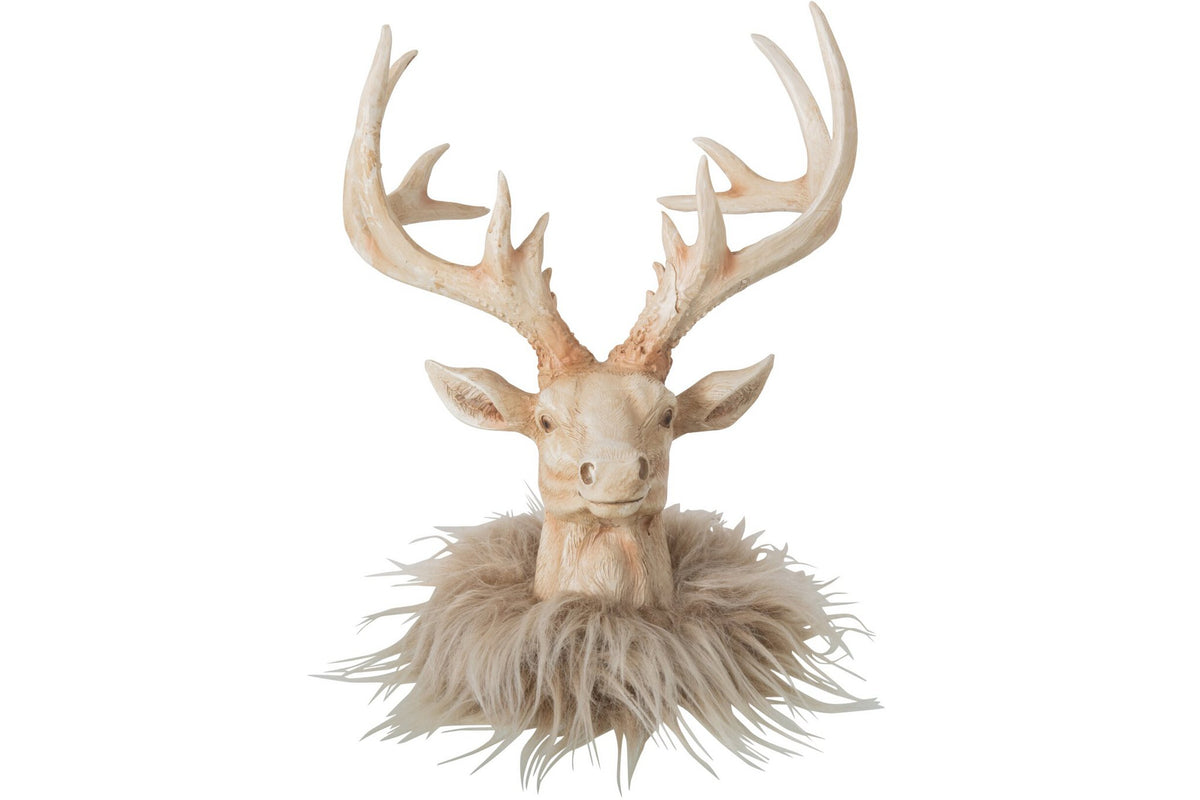 J-Line decoratie Rendier - polyresin - lichtbeige - small