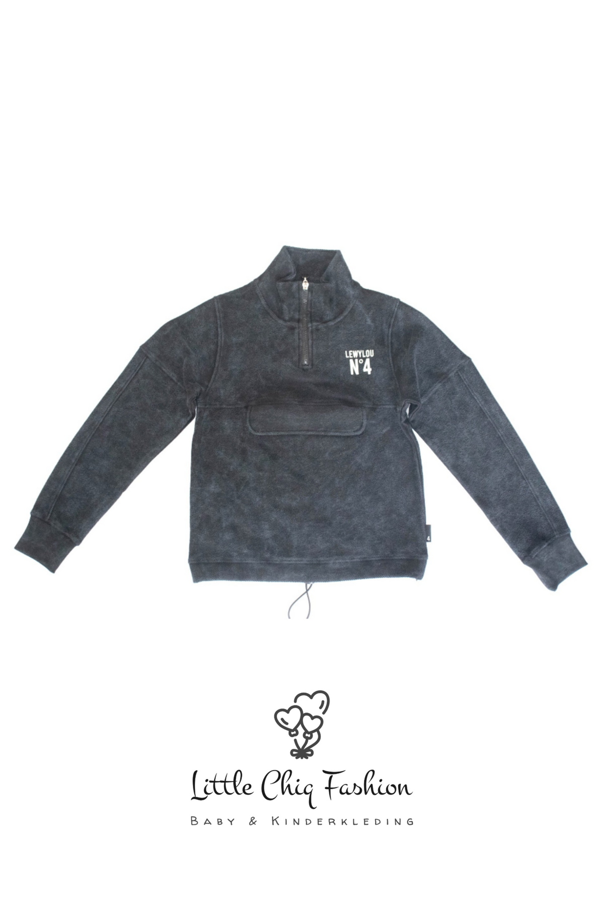 LewyLou NO4 Sweater zwart met logo