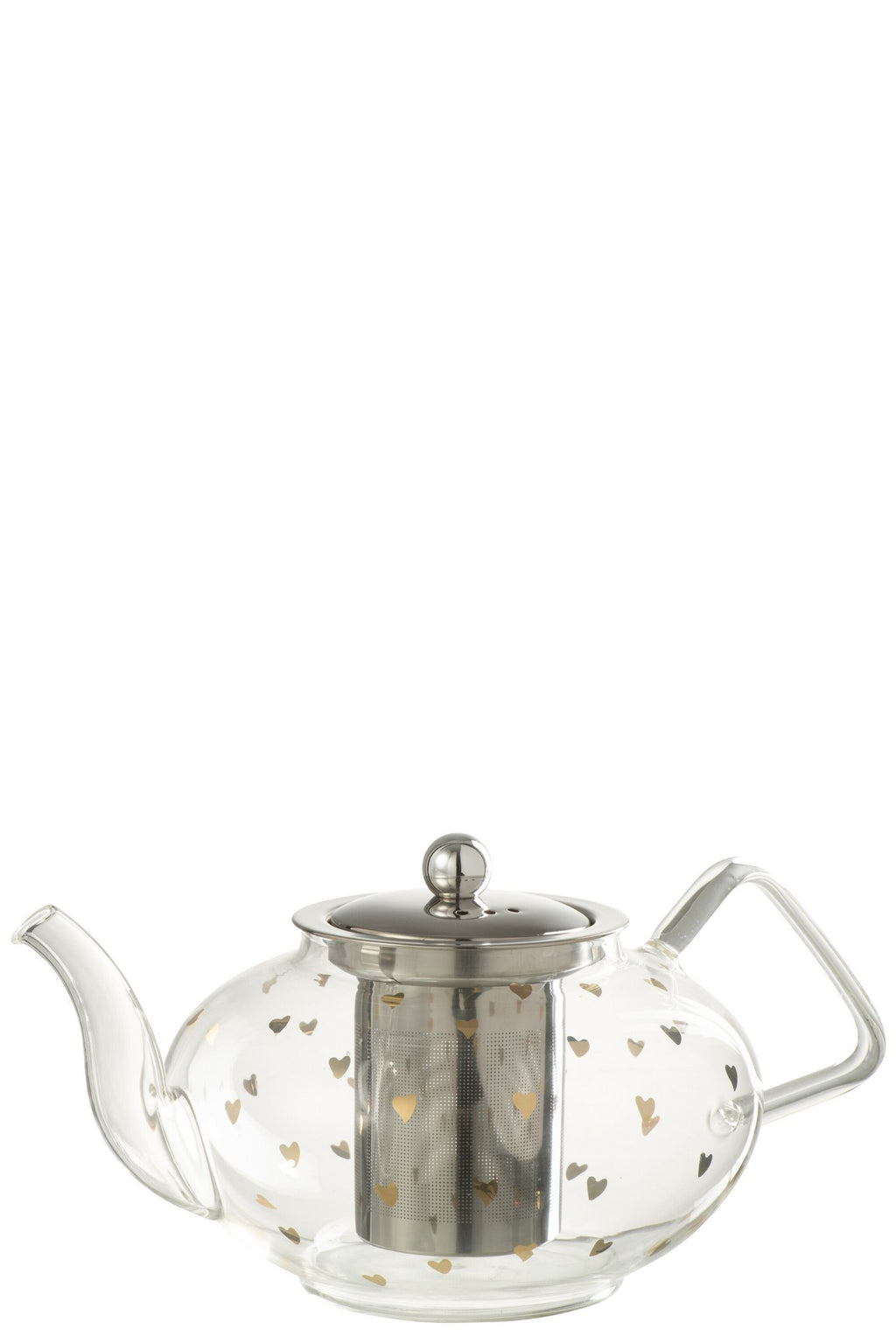 J-Line Theepot Hart Glas Transparant/Goud