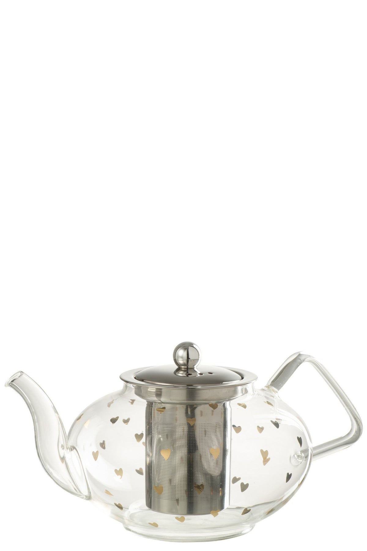 J-Line Theepot Hart Glas Transparant/Goud