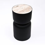 Marmeren Drum Bijzettafel - Zwart Ijzer - Modern Design