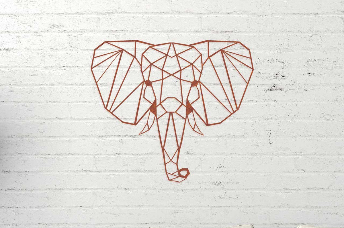 Wanddecoratie Olifant/ Elephant roestmetaal, 141606, 38,1x43,4cm