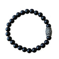 Heren armband Onyx 8 mm met vlecht kraal