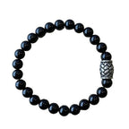 Heren armband Onyx 8 mm met vlecht kraal