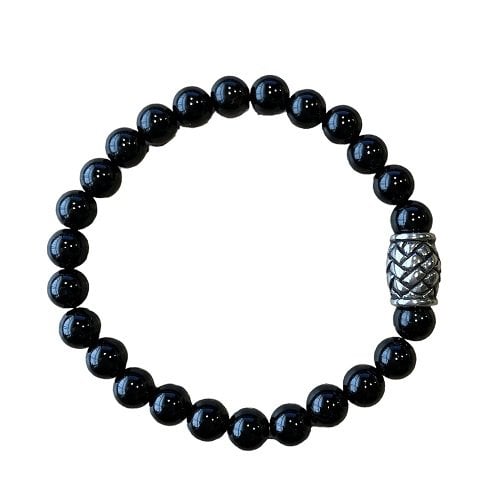 Heren armband Onyx 8 mm met vlecht kraal