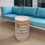 Kleine tafel in beige marmer en witte onyx