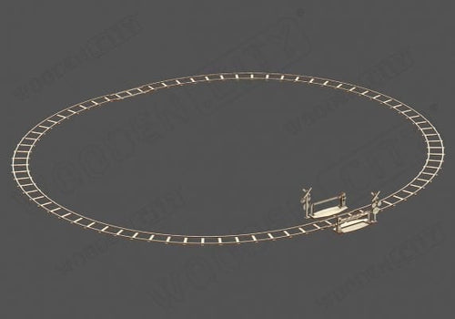 3D Houten Puzzel, Wooden City, Rails rond met overweg, WR324, 470x149x12cm