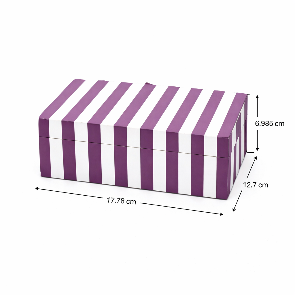 Paars gestreepte hars opbergdoos glanzende MDF decoratieve behuizing