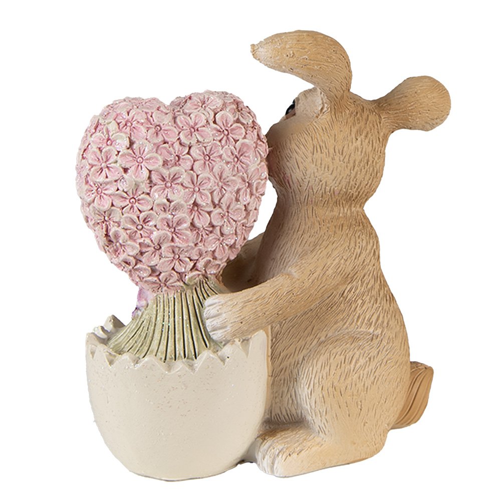 Beeld Konijn 12 cm Bruin Roze Polyresin