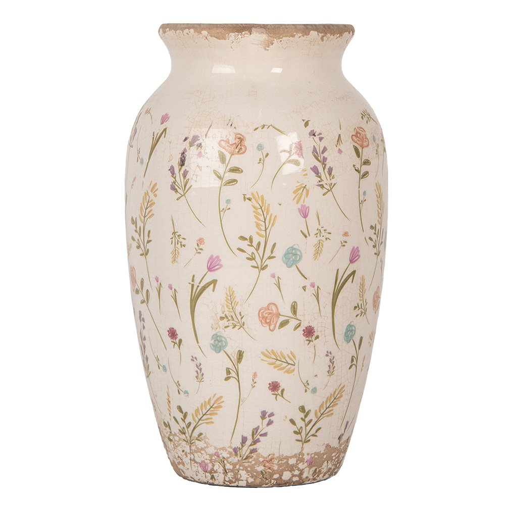 Vaas Ø 16x27 cm Beige Keramiek Bloemen
