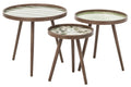 J-Line Ronde salontafels - rubberhout - olijfgroen - set van 3