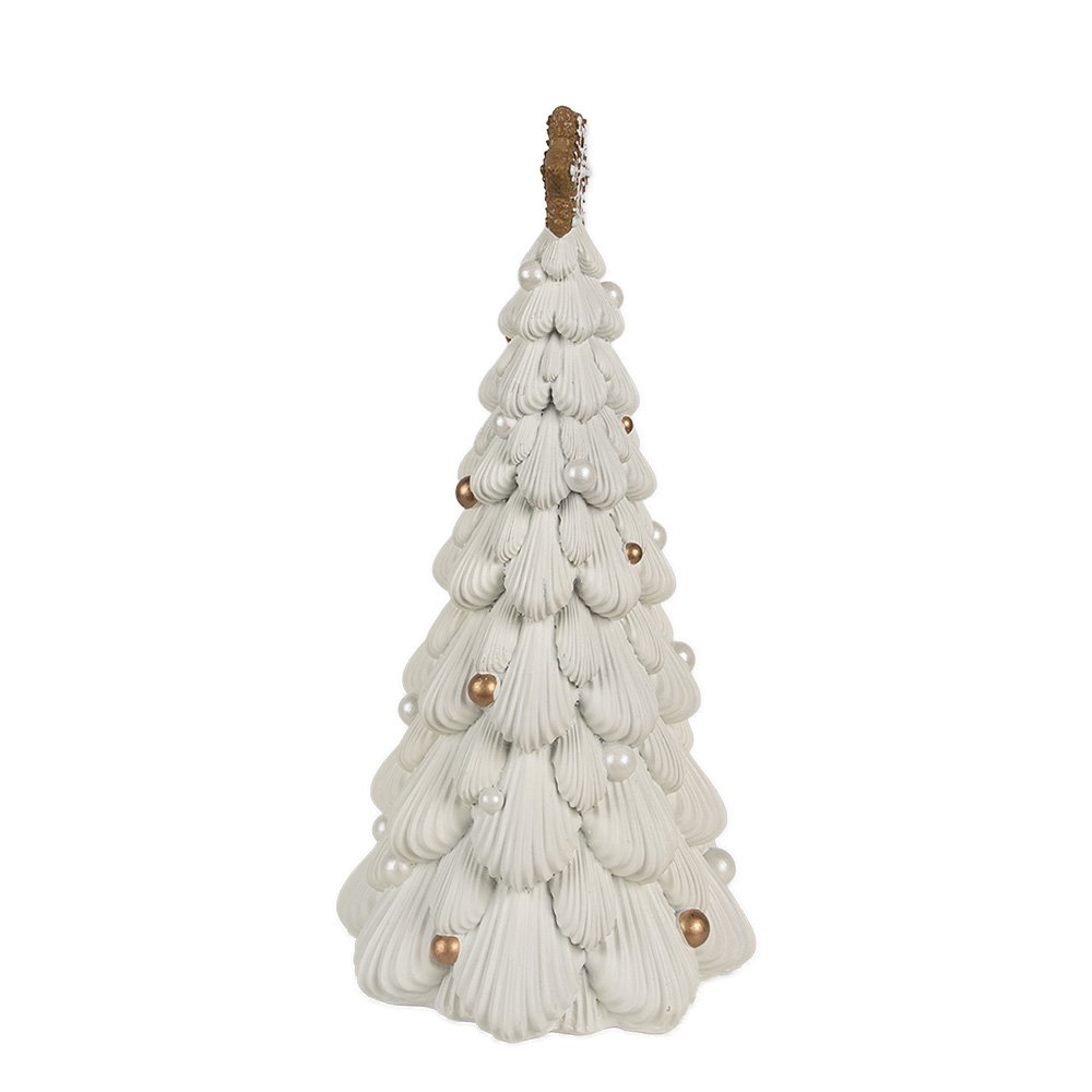 Decoratie Beeld Kerstboom Ø 15x31 cm Wit Kunststof
