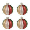 Kerstbal Set van 4 Ø 8x8 cm Rood Groen Glas