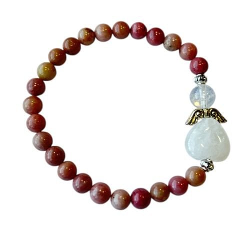 Dames armband Rhodochrosiet 6 mm met beschermengel