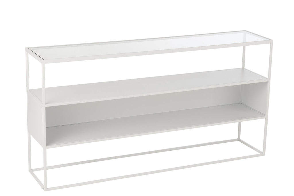 J-Line console Vierkant - metaal/glas - wit