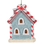 Kersthanger Gingerbread house 6x4x8 cm Blauw Kunststof