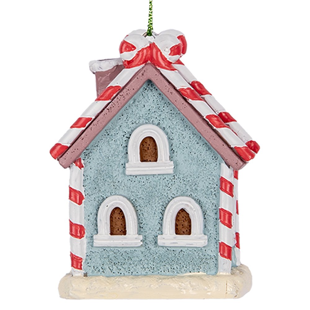 Kersthanger Gingerbread house 6x4x8 cm Blauw Kunststof