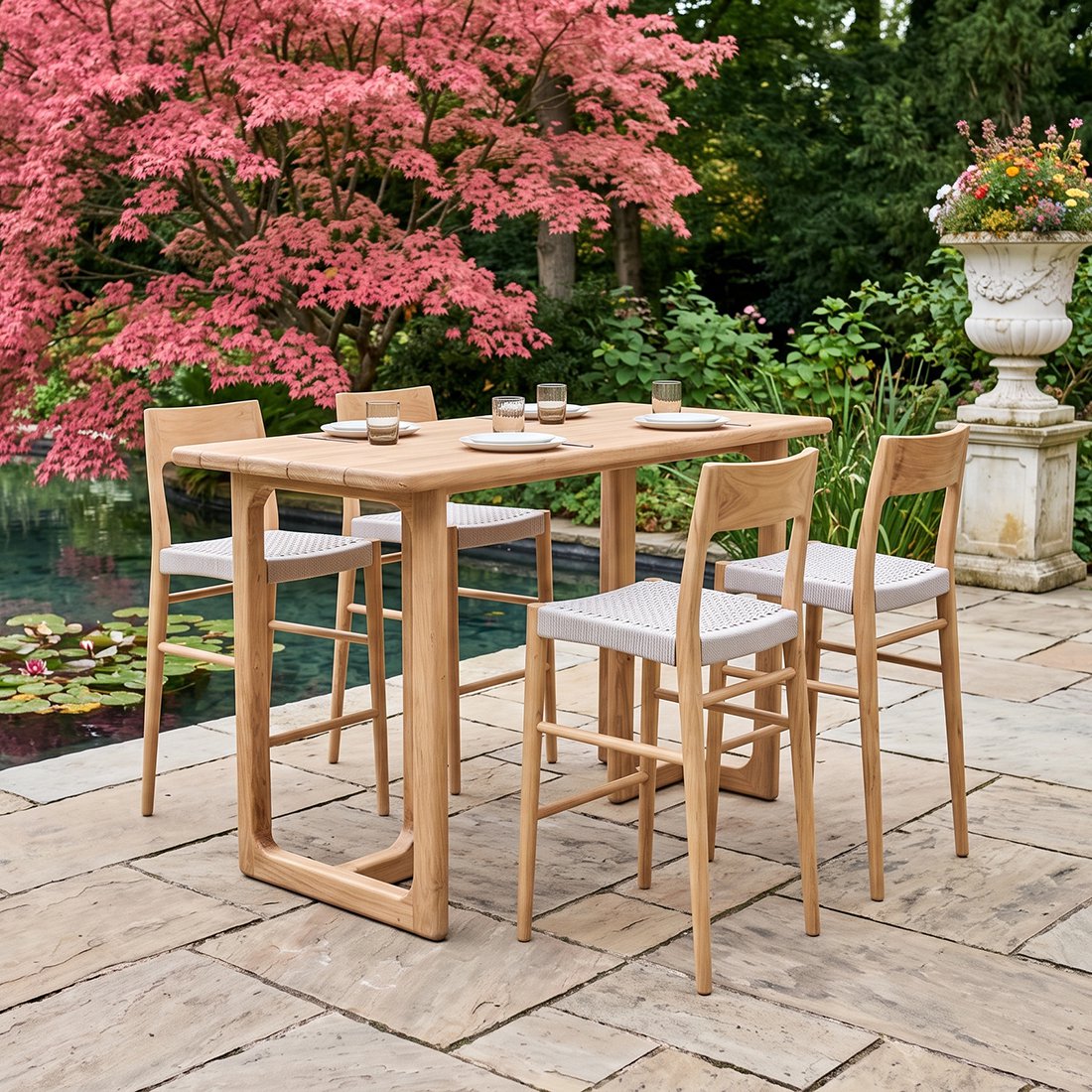 Freya outdoor teakhouten barstoel - 46x46x109 cm