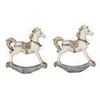 Beeld Set van 2 Paard 8 cm Wit Kunststof Kerstdecoratie
