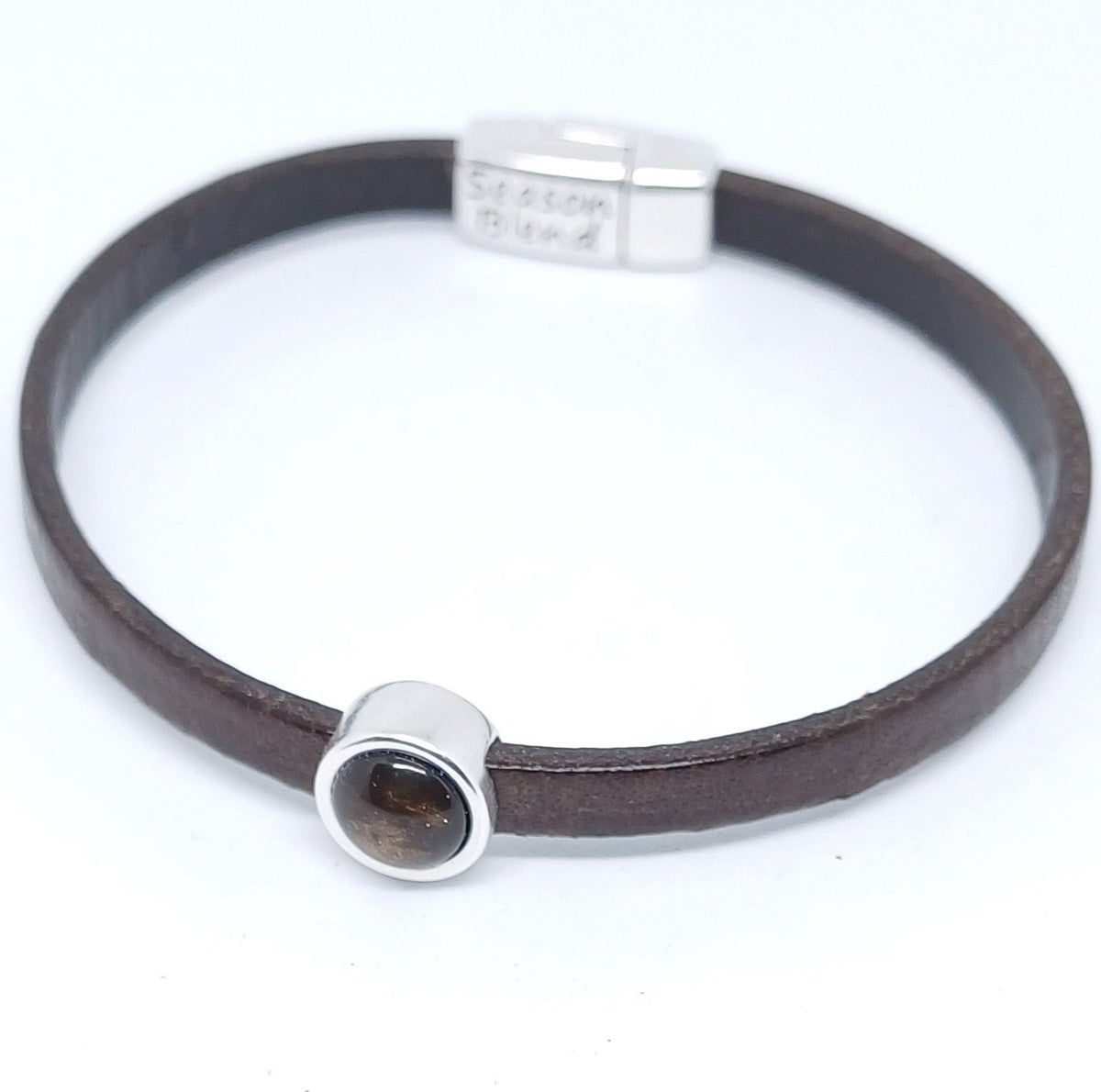 Timeless leren armband antiek verzilverd bruintinten