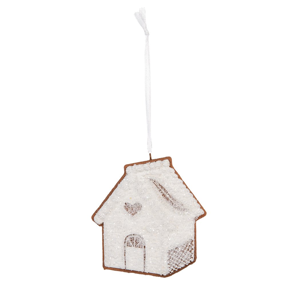 Kersthanger Gingerbread house 9x1x10 cm Wit Kunststof