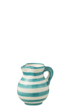 J-Line kruik Granada Stripes - keramiek - wit/aqua - small