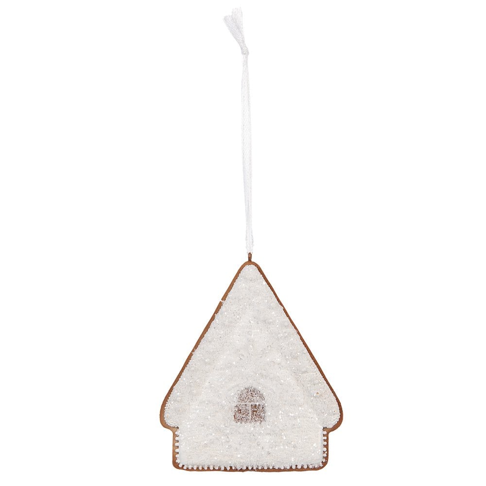 Kersthanger Gingerbread house 9x1x10 cm Wit Kunststof