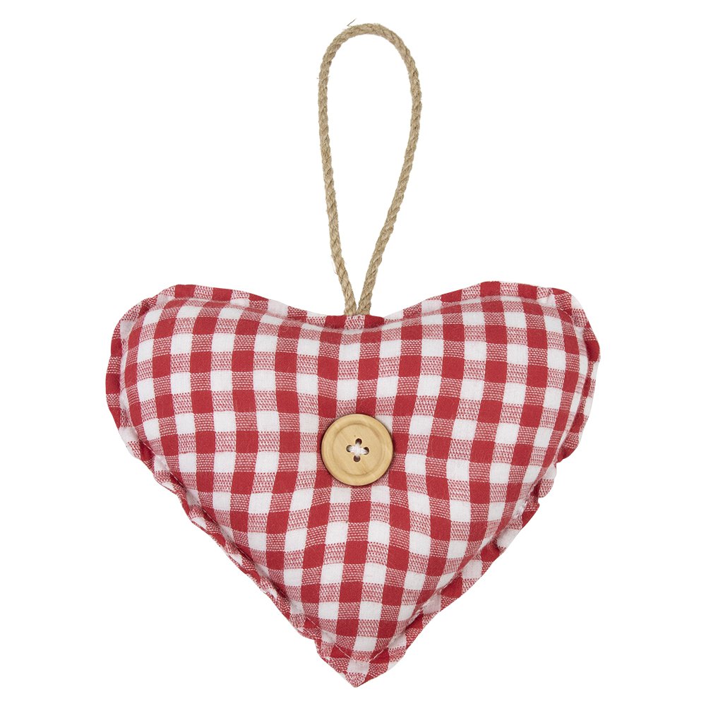 Hanger katoen hart rood knoop 16cm