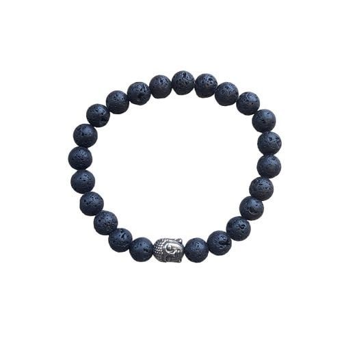 Herenarmband Lavasteen 8 mm met Boeddha kraal
