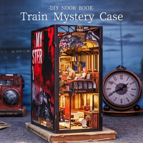 Cutebee, DIY Booknook, Het trein mysterie/Train Mystery Case, BN01B, 18x11x23cm