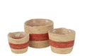 J-Line Set Van 3 Mand Streep Maïs Naturel/Rood