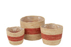 J-Line Set Van 3 Mand Streep Maïs Naturel/Rood