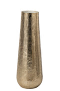 J-Line Gestreepte vaas - aluminium - goud/wit - large