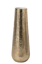 J-Line Gestreepte vaas - aluminium - goud/wit - large