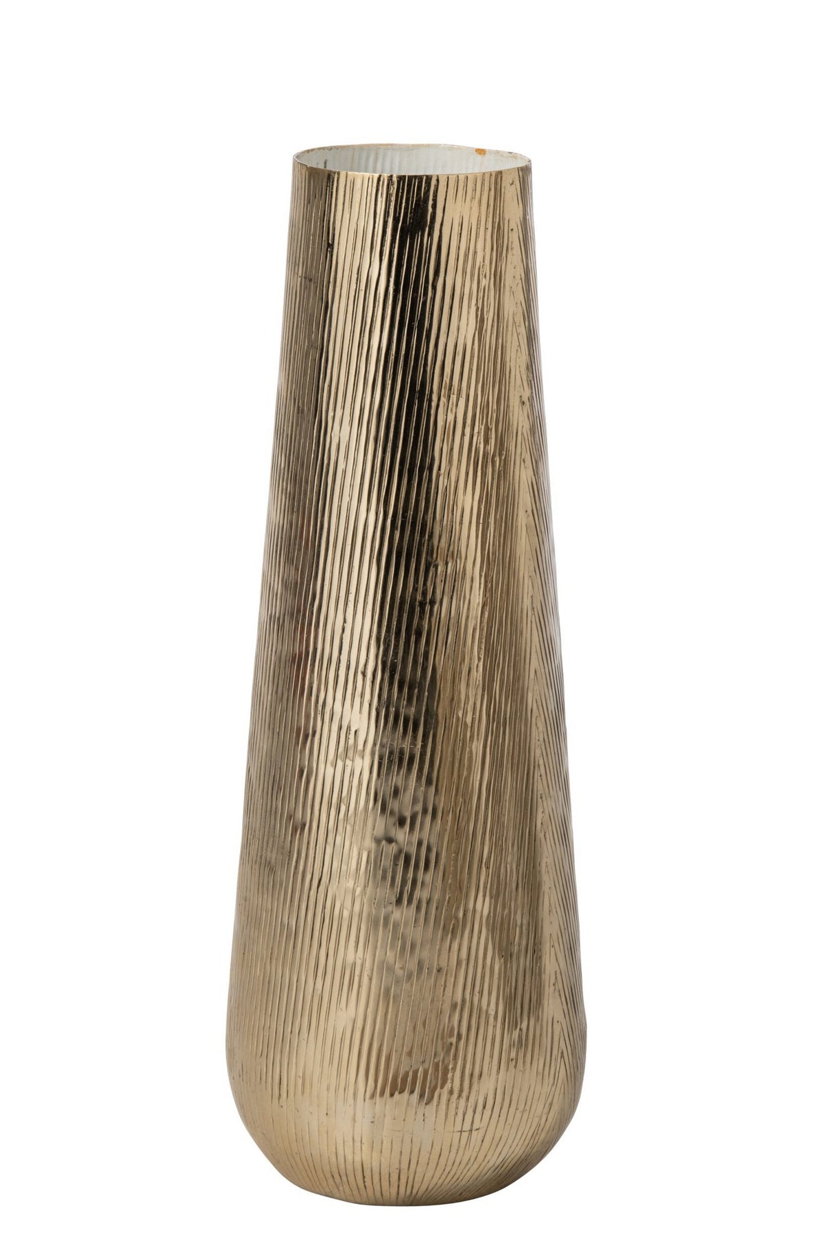 J-Line Gestreepte vaas - aluminium - goud/wit - large