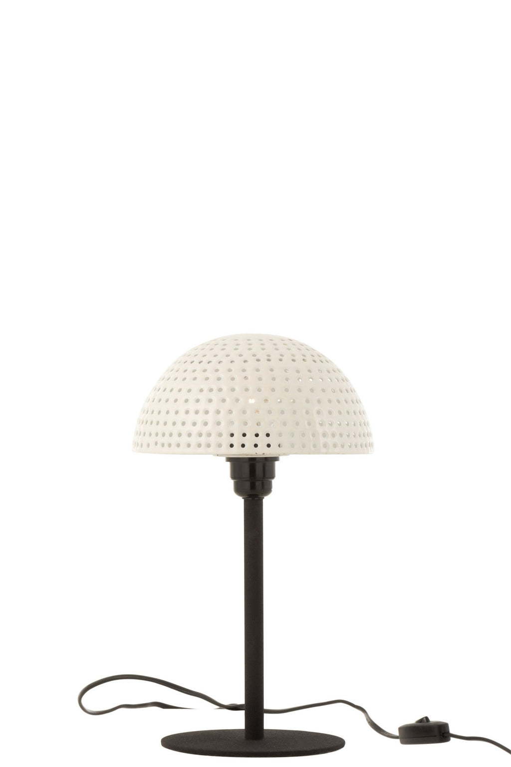 J-Line tafellamp Paddenstoel Bolletjes - metaal - wit/zwart - small