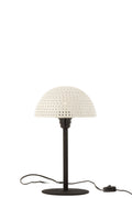 J-Line tafellamp Paddenstoel Bolletjes - metaal - wit/zwart - small