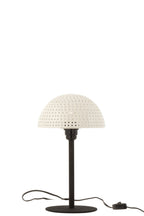 J-Line tafellamp Paddenstoel Bolletjes - metaal - wit/zwart - small