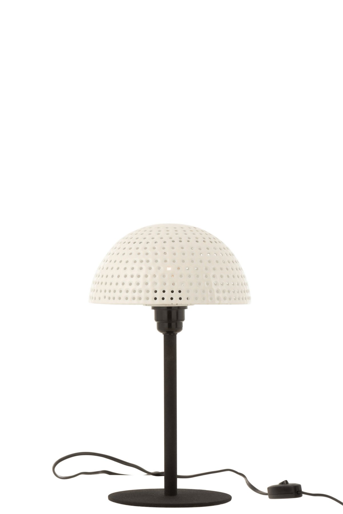 J-Line tafellamp Paddenstoel Bolletjes - metaal - wit/zwart - small