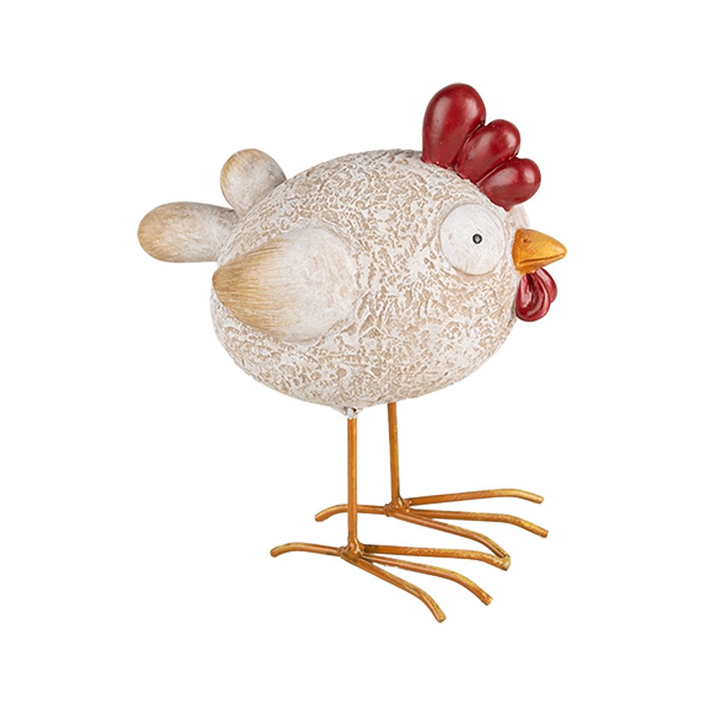 Decoratie Beeld Kip 15 cm Wit Kunststof