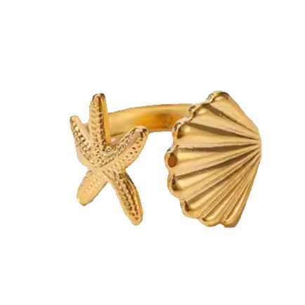 Louiz Ring met Zeester en Schelp