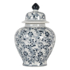 Vaas met Deksel Ø 14x21 cm Wit Blauw Keramiek