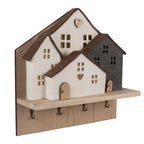 Wandkapstok 4 Haken Huis 40x13x40 cm Bruin Wit Hout