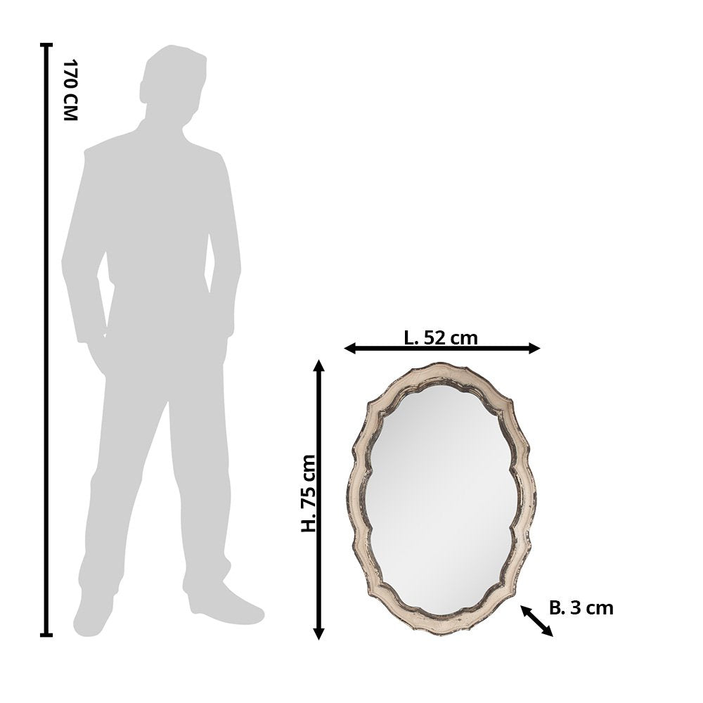 Mirror 52x3x75 cm Beige Bruin Hout Wall Mirror