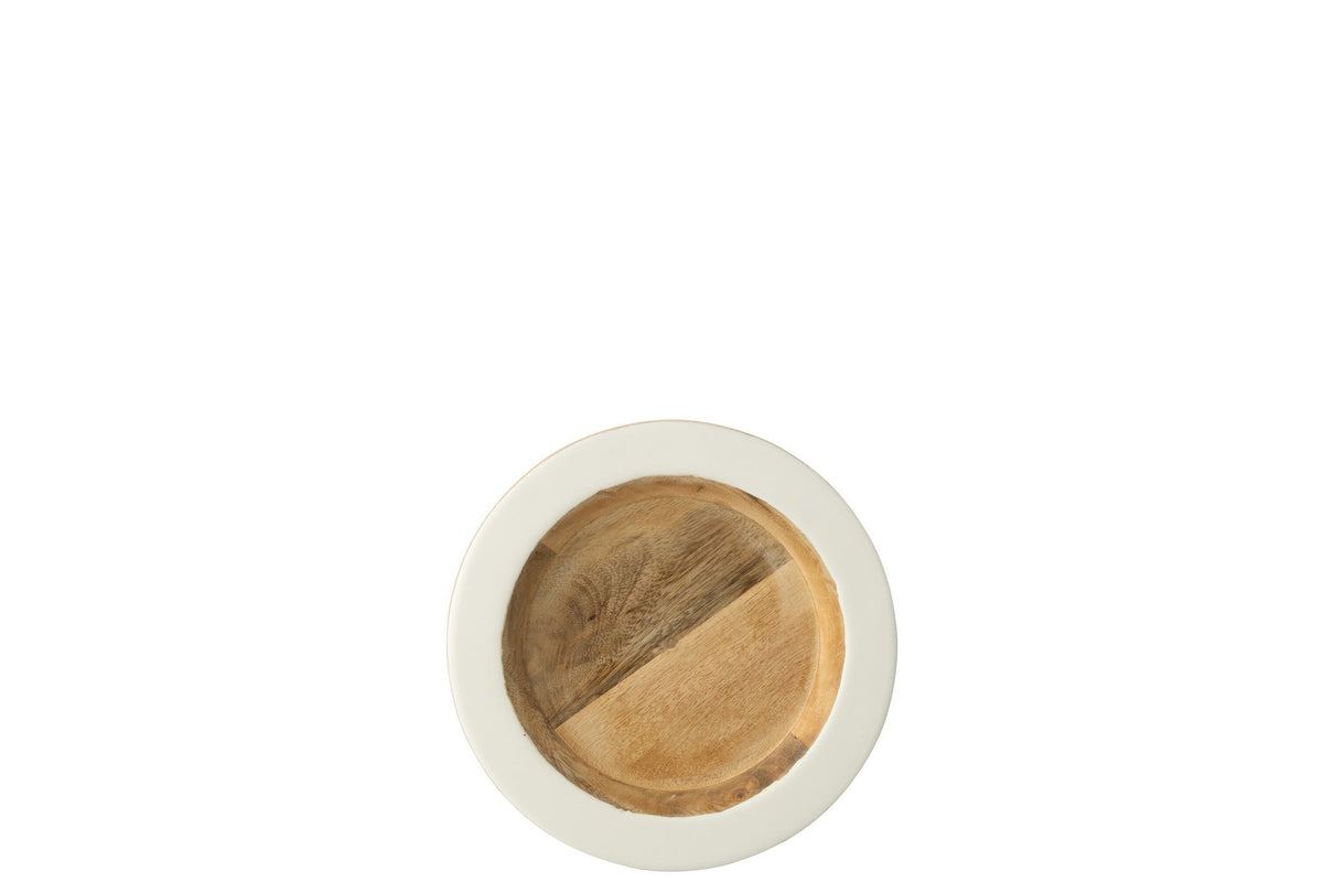 J-Line decoratie Plateau - hout - wit/naturel - S